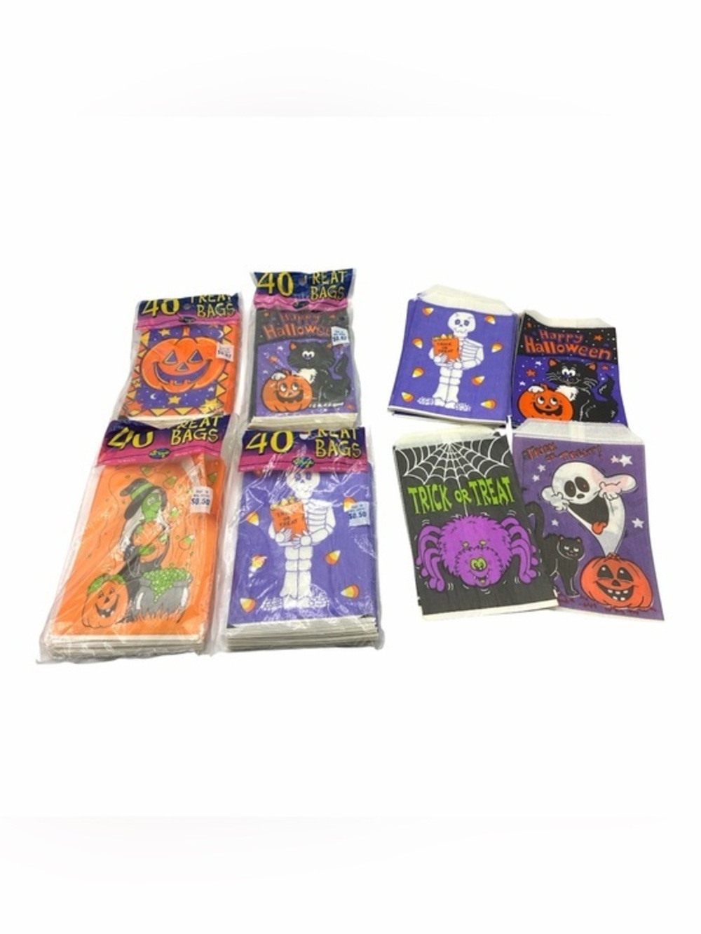 Vintage 90s Fun World Halloween Treat Bags Lot USA Sealed & Loose Paper Bags
